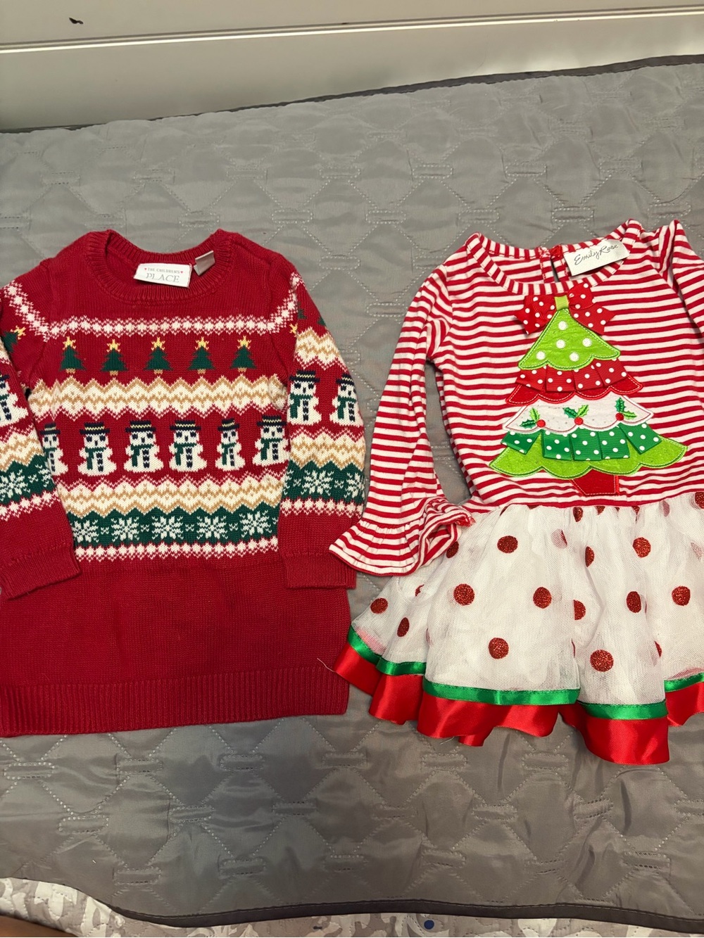 Emily Rose Red & White Striped Christmas Tree Tutu Dress, Snowman Sweater Dress